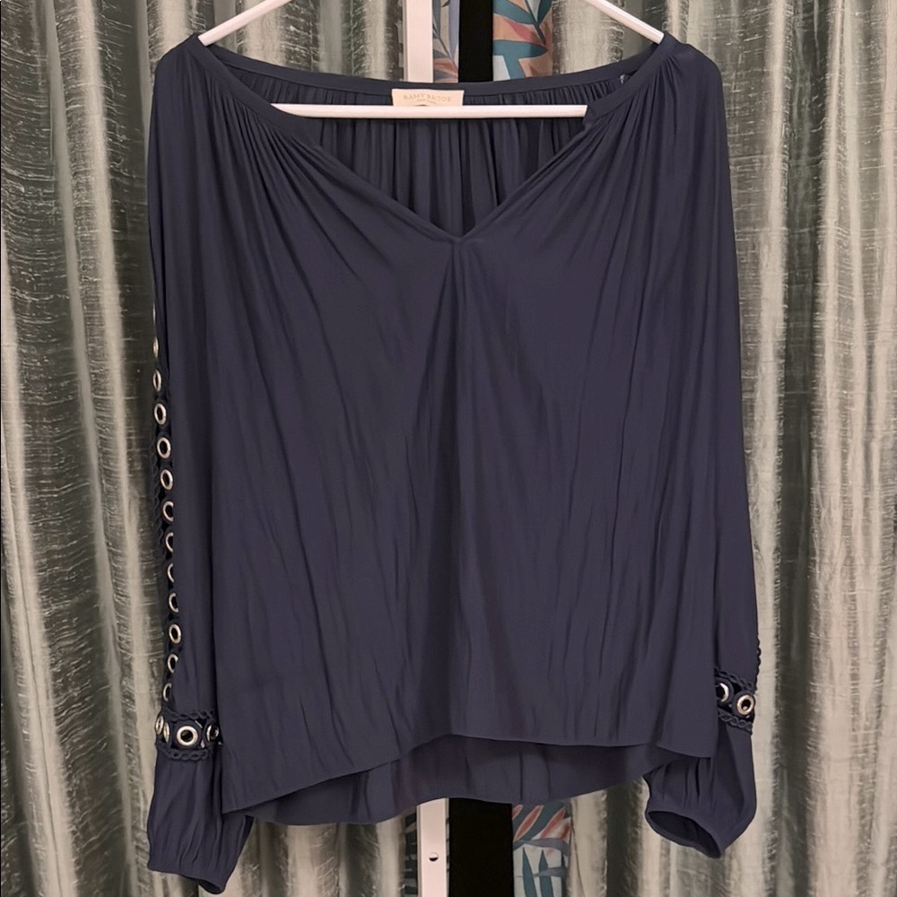 Ramy Brook Navy Blouse Size P Oversized EUC Designer Top